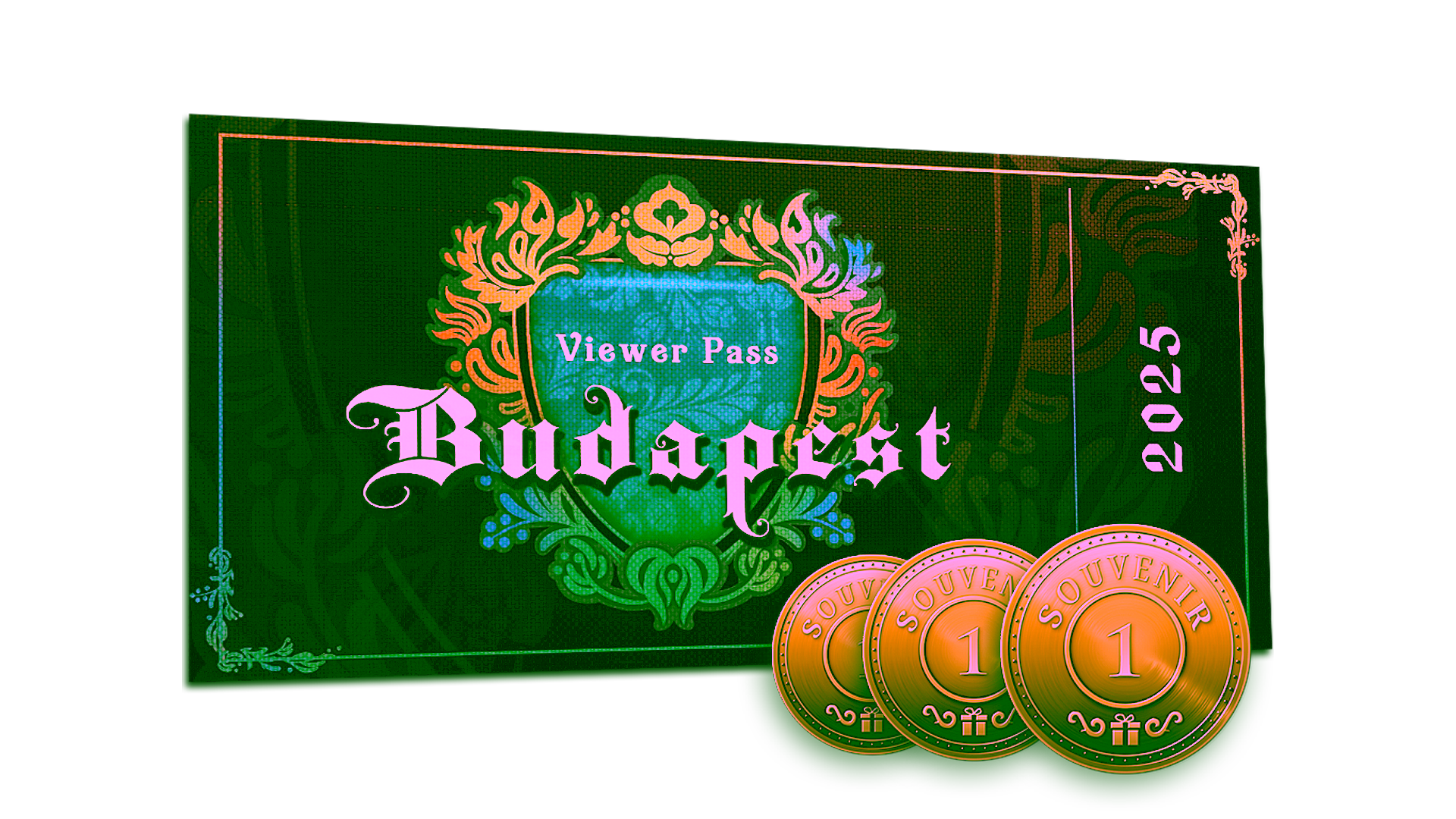Display for Budapest 2025 Viewer Pass + 3 Souvenir Tokens