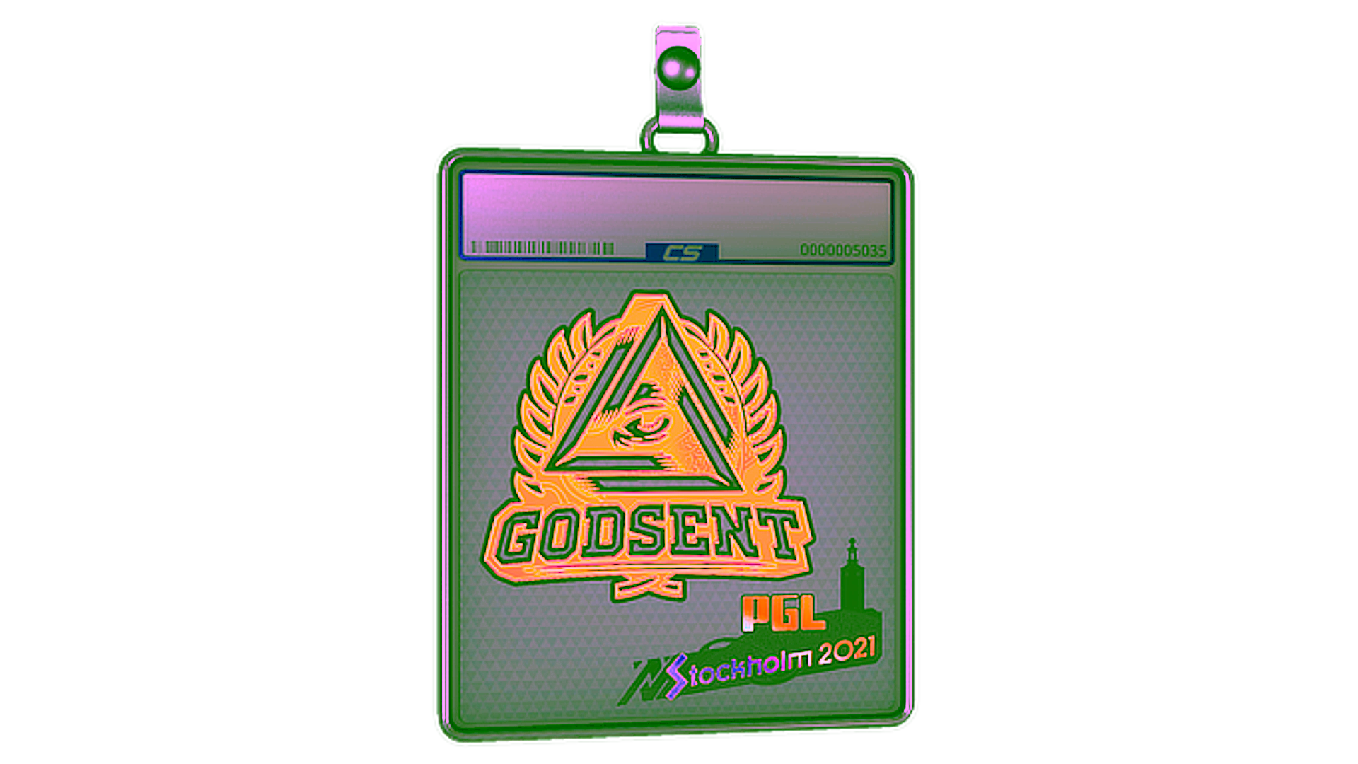 Display for Sticker Slab | GODSENT (Holo) | Stockholm 2021