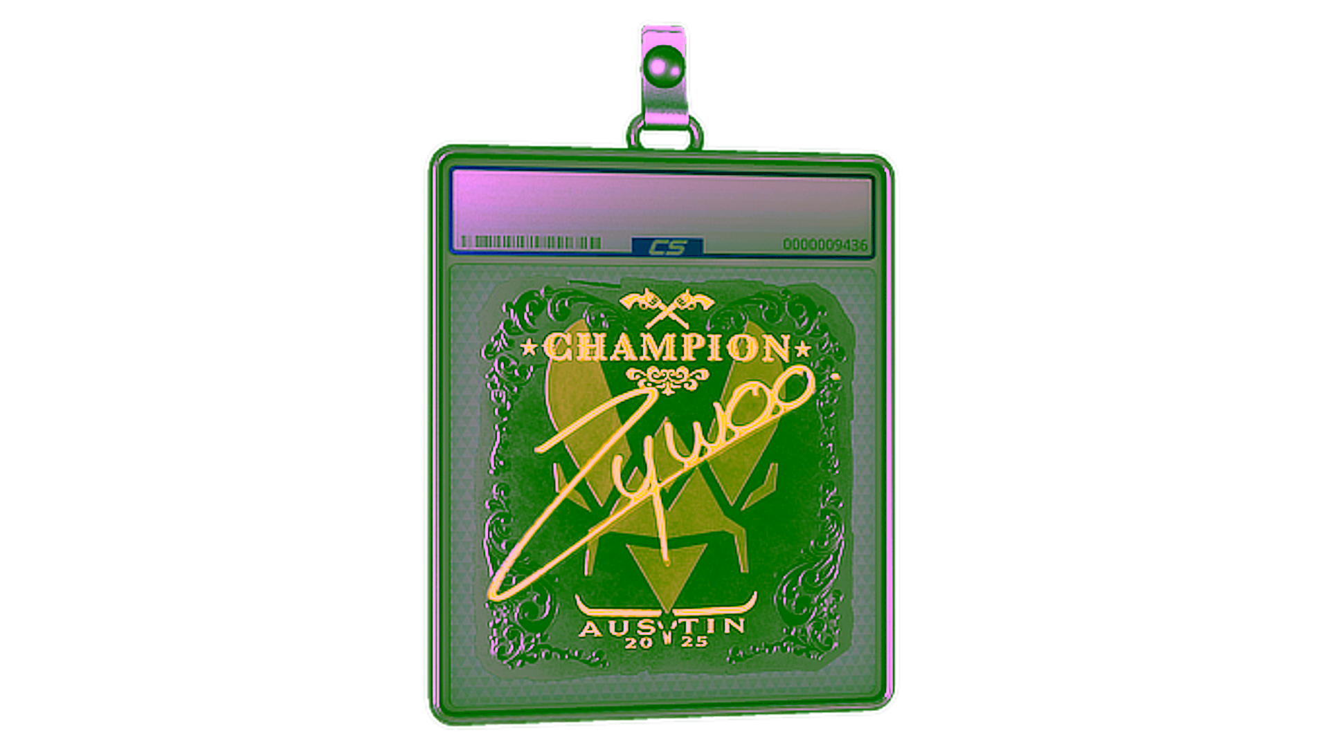 Display for Sticker Slab | ZywOo (Foil, Champion) | Austin 2025