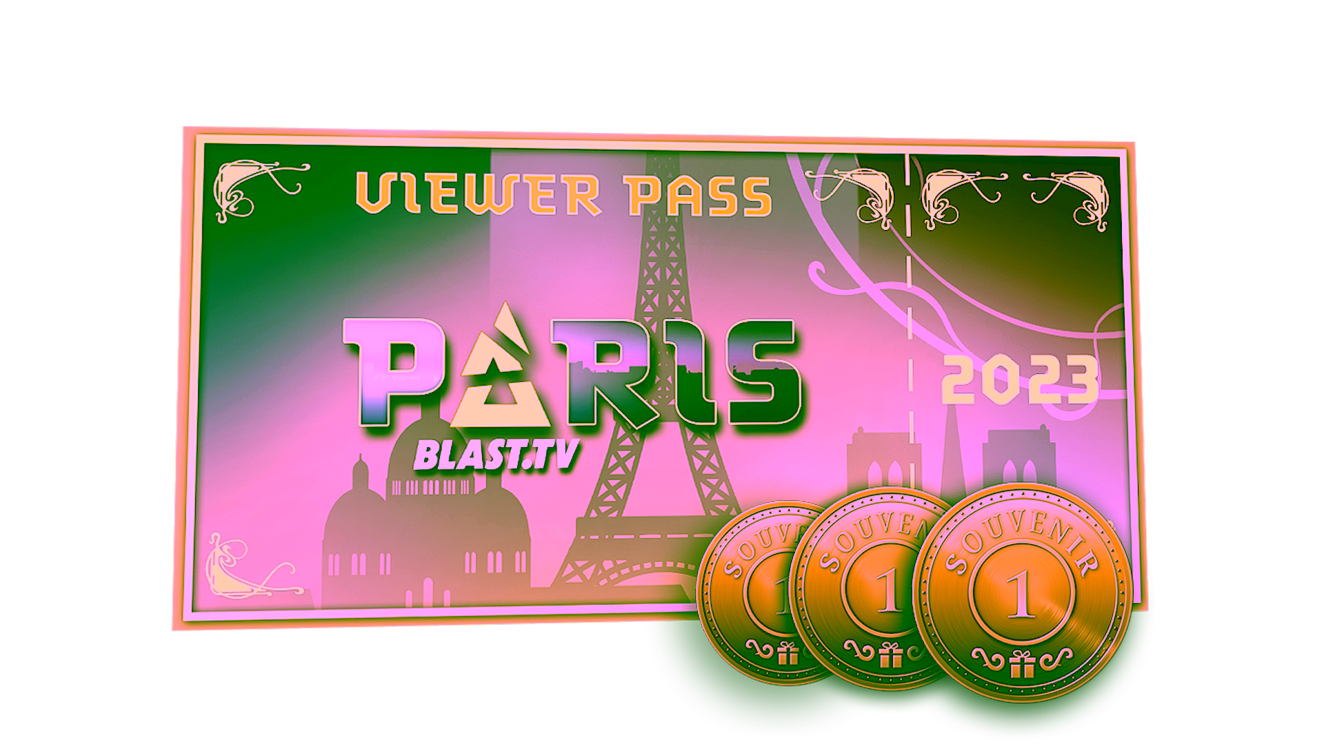 Display for Paris 2023 Viewer Pass + 3 Souvenir Tokens