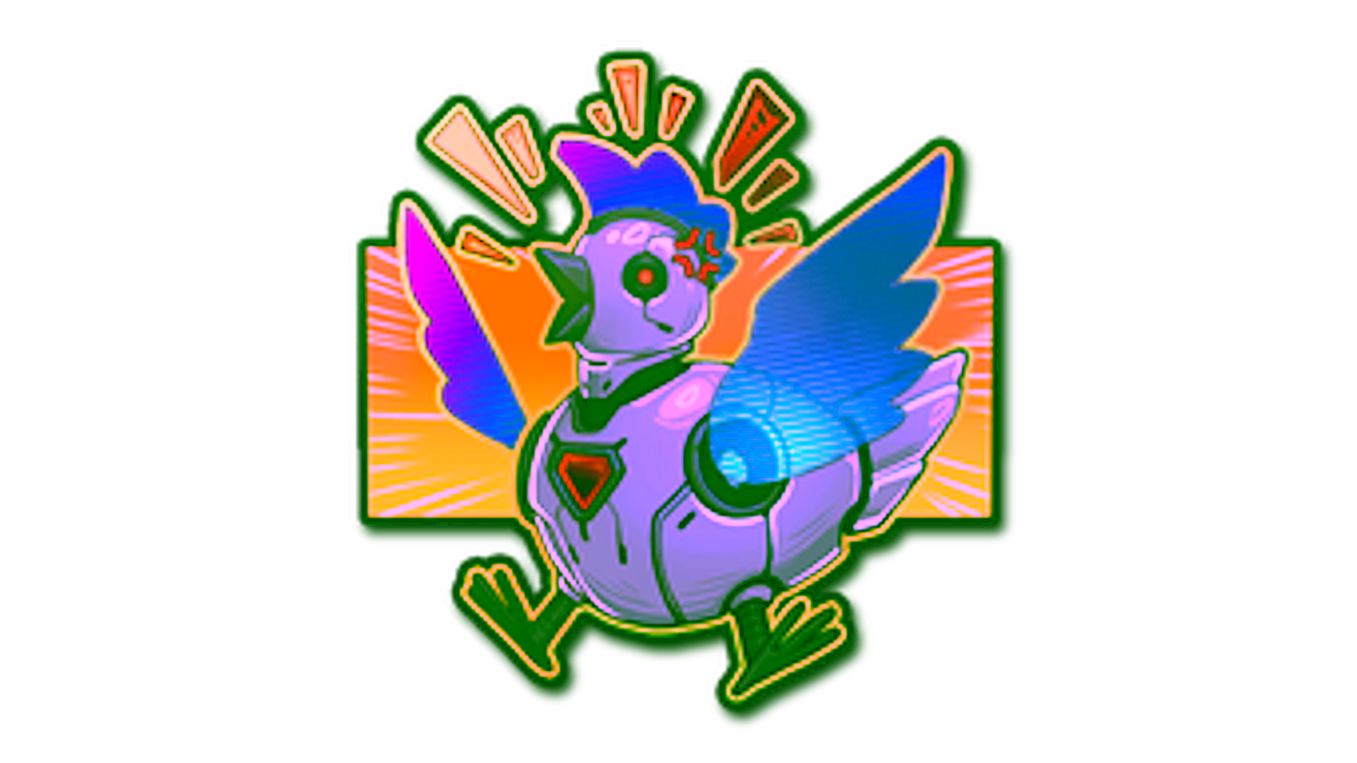 Display for Sticker | Cyber Chicken (Holo)