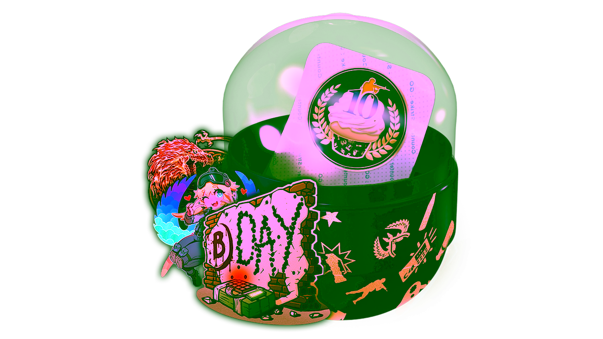 Display for 10 Year Birthday Sticker Capsule