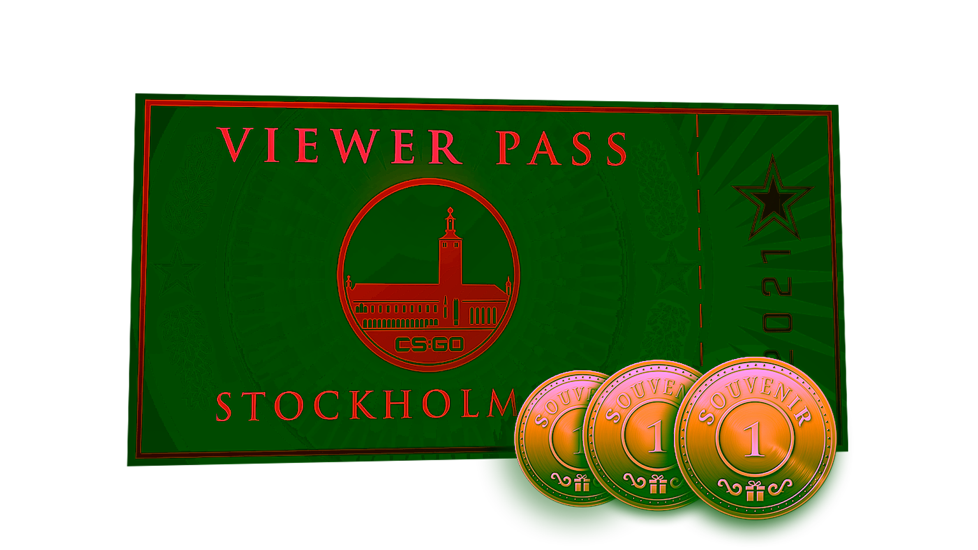 Display for Stockholm 2021 Viewer Pass + 3 Souvenir Tokens