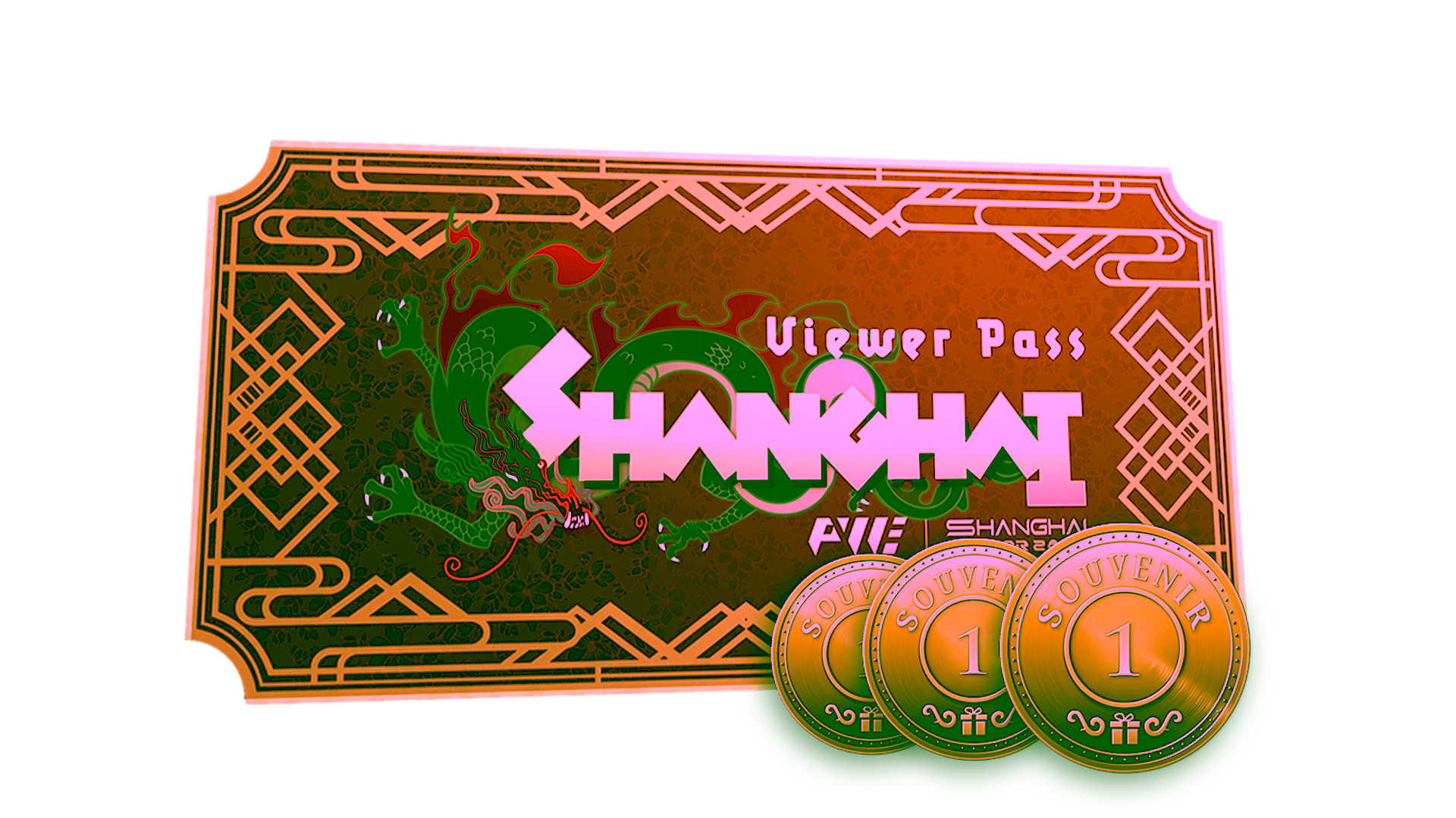 Display for Shanghai 2024 Viewer Pass + 3 Souvenir Tokens