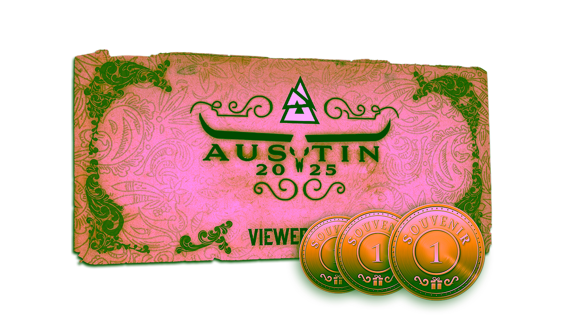 Display for Austin 2025 Viewer Pass + 3 Souvenir Tokens