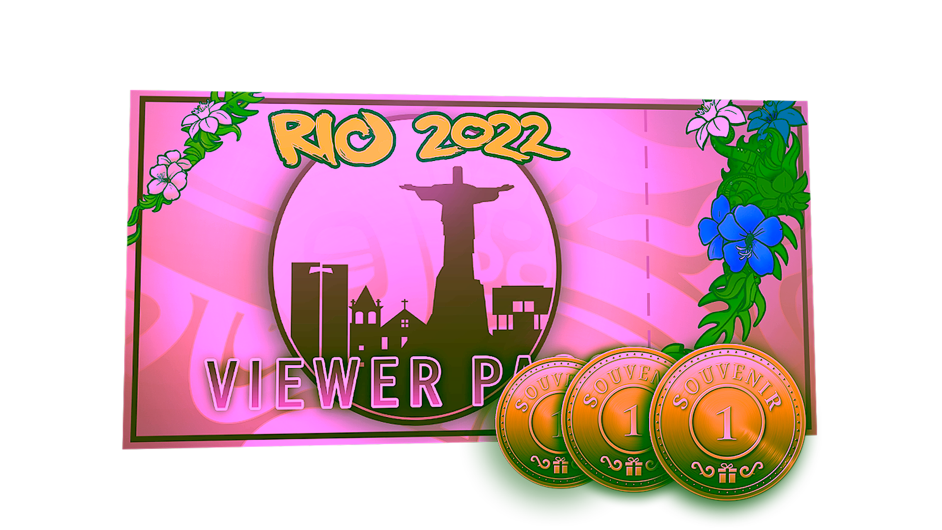 Display for Rio 2022 Viewer Pass + 3 Souvenir Tokens