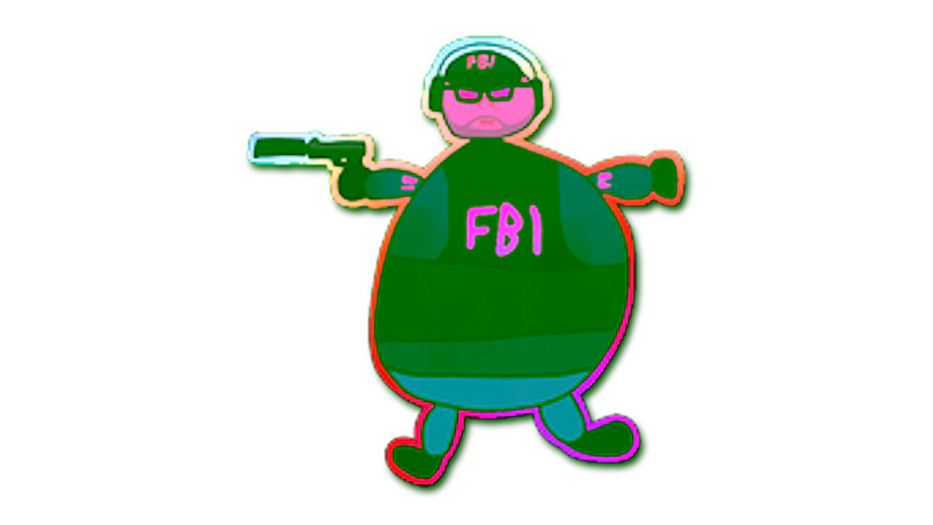 Display for Sticker | Poorly Drawn FBI (Holo)